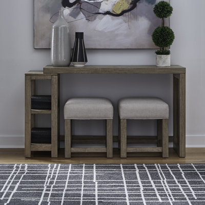Ensemble de console 3 pièces Cruce avec 2 tabourets rembourrés