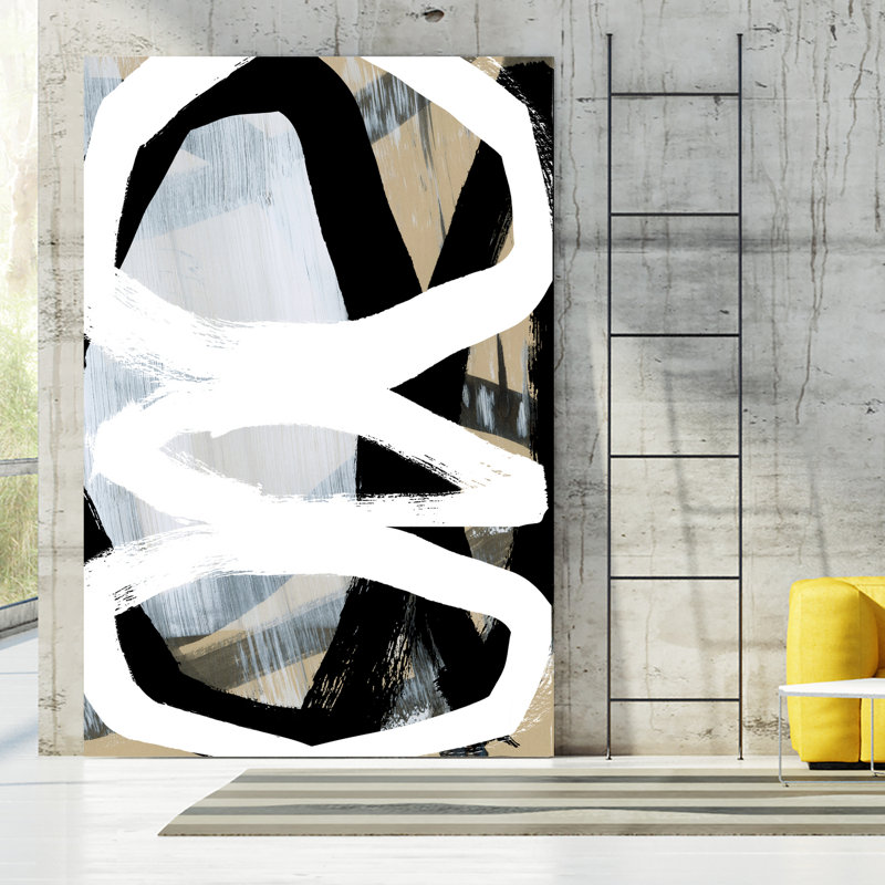 «Bold Black On White No3», reproduction d'art sur toile géante 72 po x 48 po, H 72 po x l 48 po