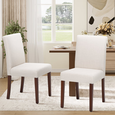 Oakridge Upholstered Dining Chair Set, Solid Wood Legs, Breathable Fabric Seat, Thick Cushion for Comfort, Modern Parsons Style Side Chairs for Dining Room