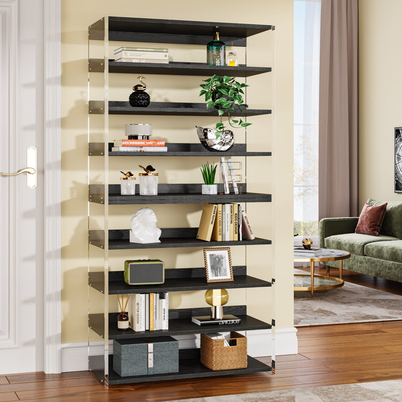 Borghi 31.49" W 8-Tier Acrylic Standard Bookcase, Black