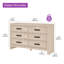 Commode 6 tiroirs pour la chambre à coucher, commode double en bois de 53 po de large avec grands tiroirs, commode rustique de style campagnard, rangement en chêne pour le salon,-869497972