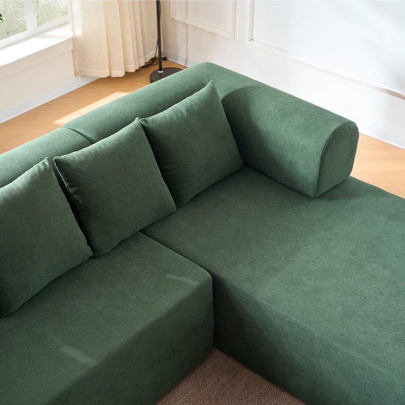Canapé modulaire de 106 po, canapé modulaire en L en forme de L avec assise profonde, canapé moderne en velours sans os avec méridienne mobile et 5 coussins, canapé compressé pour le salon, aucun assemblage requis, noir