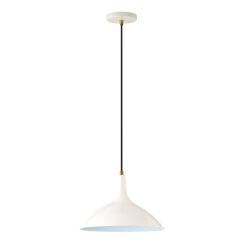 Luminaire suspendu conique à 1 lumière Cendra, Blanc perlé