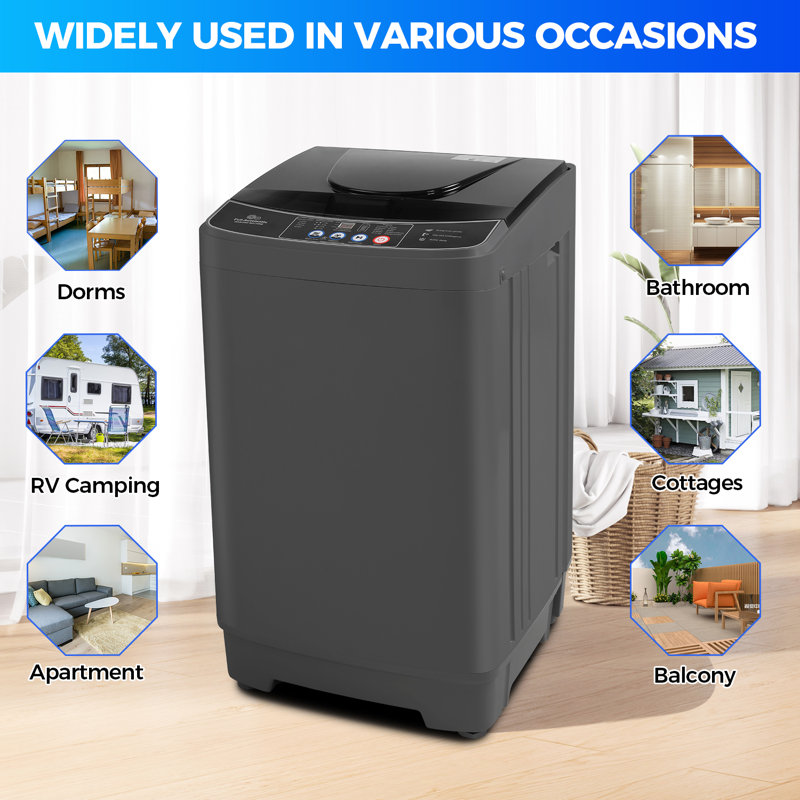 Himimi Delia 2.1 Cubic Feet cu. ft. High Efficiency Portable Washer with Child Safety Lock, ‎Dark Gray/Black
