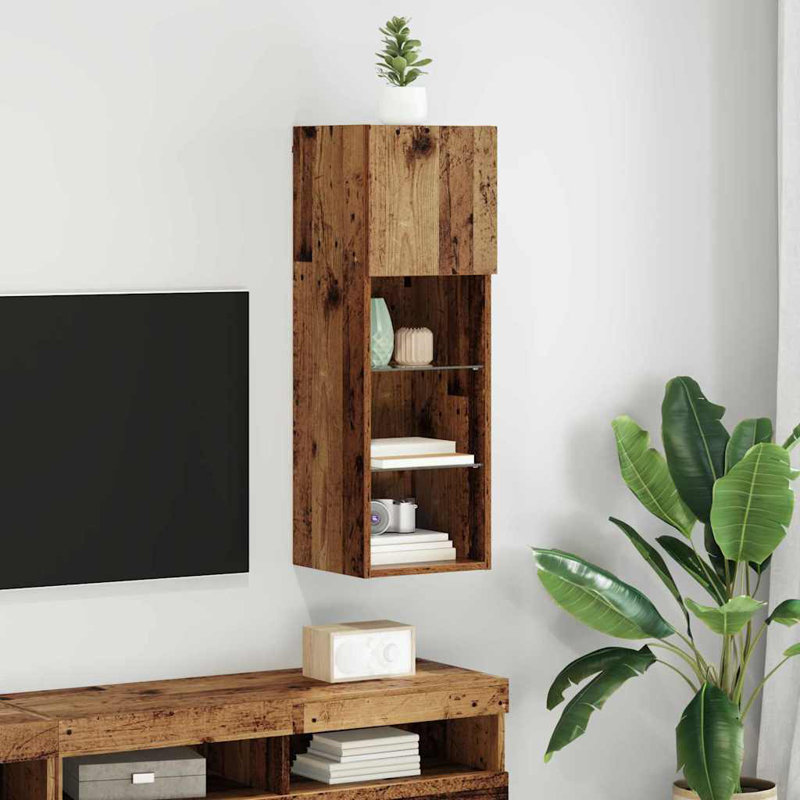 Unfinished TV Stand for TVs up to 24", 90cm H x 30.5cm L x 30cm W, Old Wood