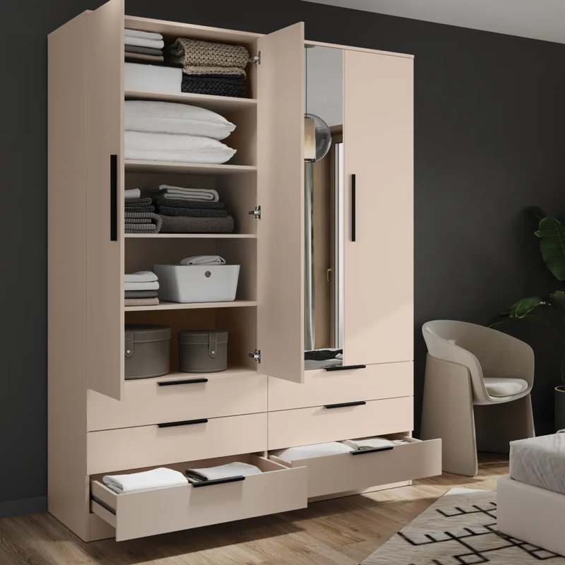 Manufactured Wood Wardrobe, Beige