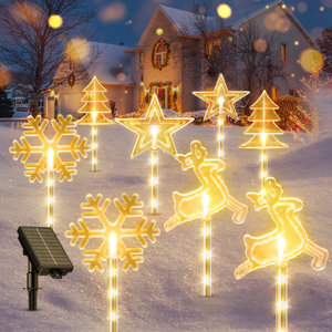 Outdoor Christmas Decorations Solar Stake Lights, Solar Christmas Pathway Lights Outdoor Waterproof With 10 Modes, Warm White Led Xmas Lighting Yard Stake For Path Lawn Patio Decor