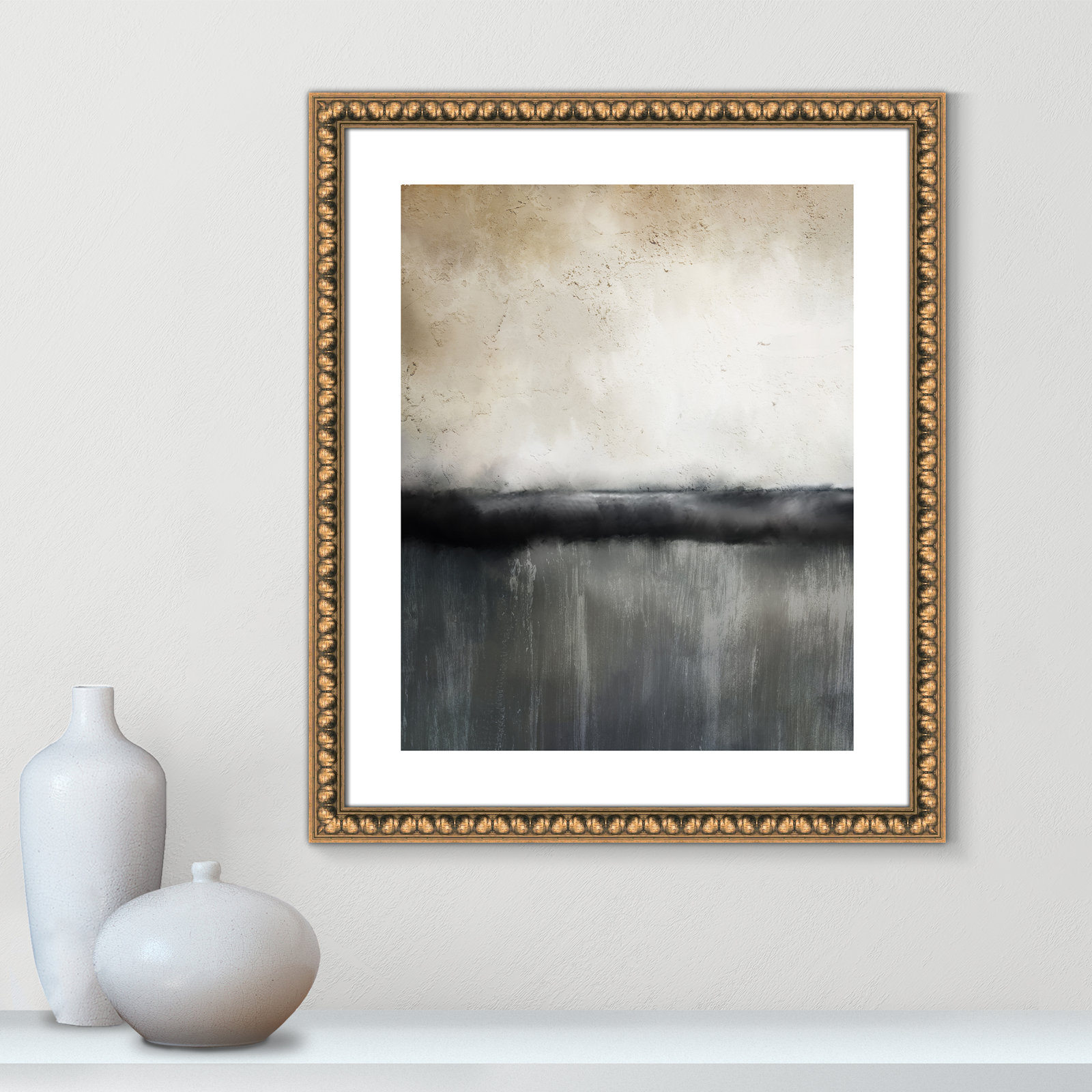 Sunset by Kimberly Allen Print, Picture Framed Paper, 15" H x 13" W, Gold Bead