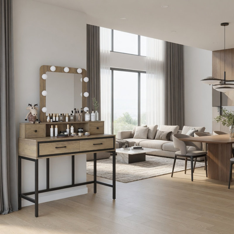 Meuble-lavabo lumineux 39,37 "avec miroir Hollywood