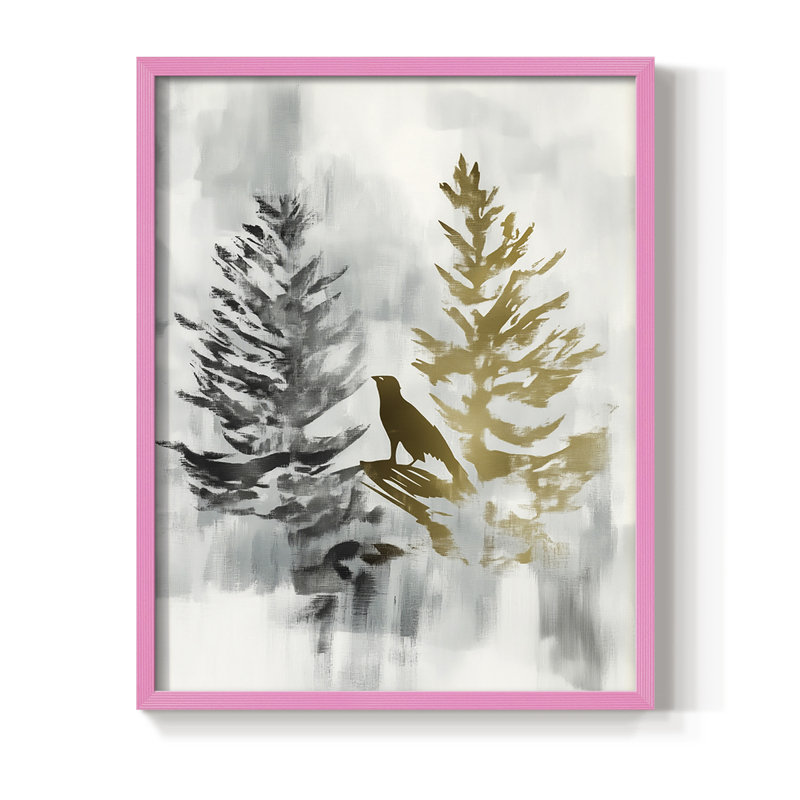 Reproduction encadrée - bois massif, Rose, H 15 po x l 12 po