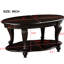Table basse ovale de 107 cm (42 po) pour salon, en bois massif avec 2 étagères de rangement, fini de style antique, montage facile, placage résistant aux rayures.