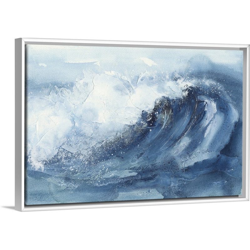 «Waves V» par Chris Paschke, reproduction d'art sur toile, Cadre flottant blanc, H 26 po x l 38 po x P 1,75 po