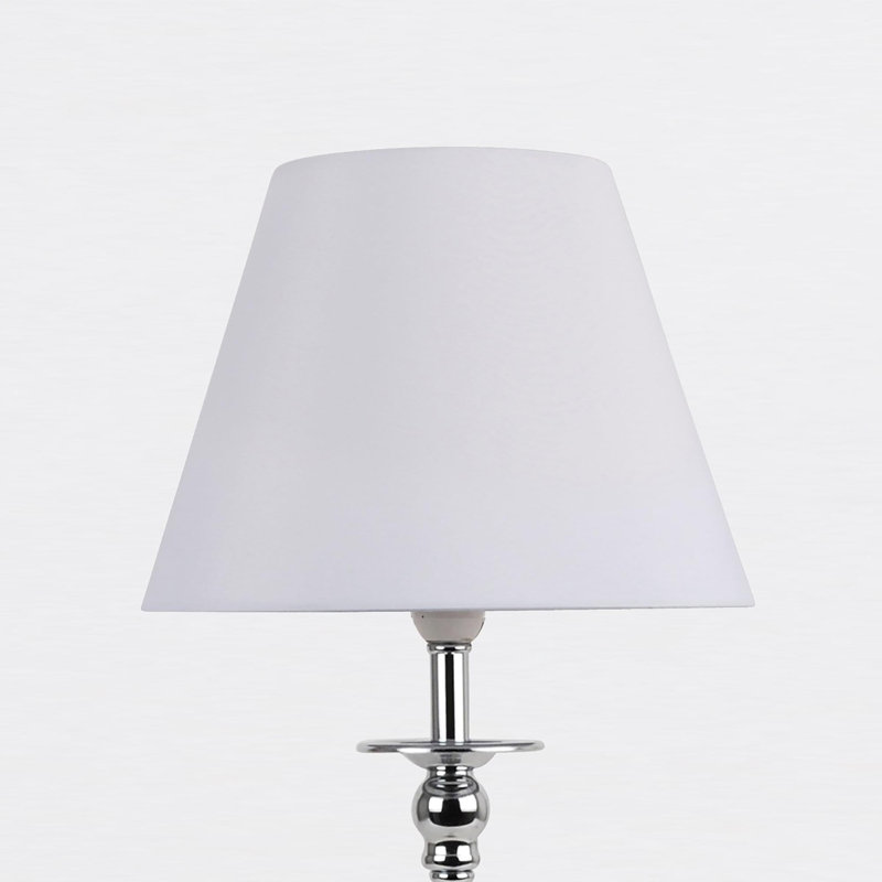 Lamons Metal Table Lamp, White, Polished Chrome