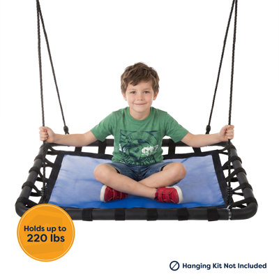 Hey! Play! 40x30in Platform Tree Swing for Kids - Swing Set, Tree Branch, or Playground Rectangular Platform for Kids with Adjustable Rope - Outdoor Activities