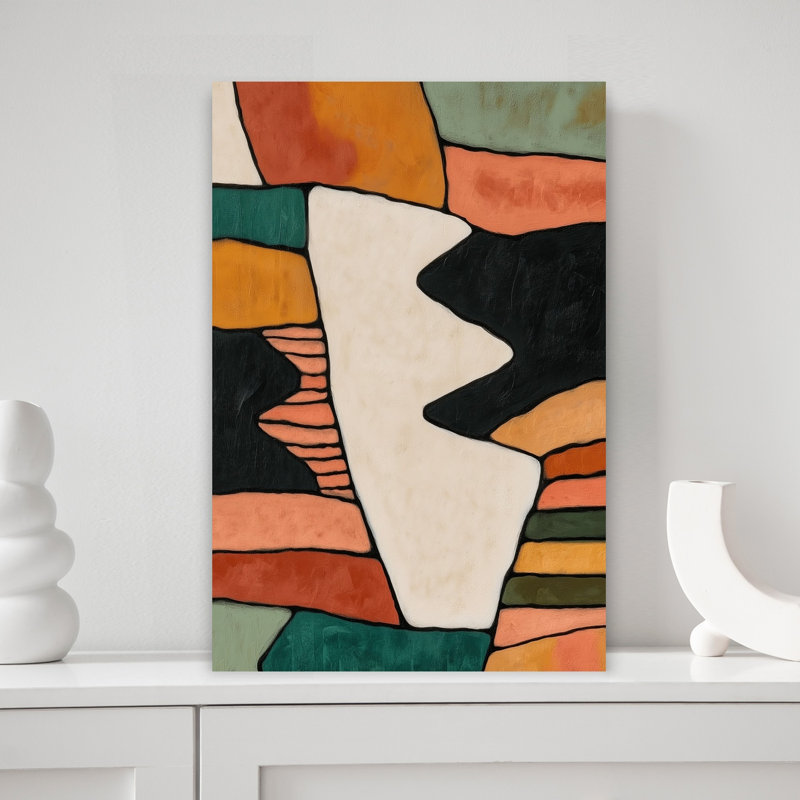 Abstrait formes désertiques abstraites, paysage géométrique contemporain, art mural, H 18 po x l 12 po