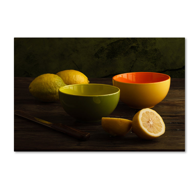 Wrapped Canvas Wall Art - Luiz Laercio 'Lemons' Wall Art for Living Room, Bedroom, or Office Décor - 12x19, 12" H x 19" W