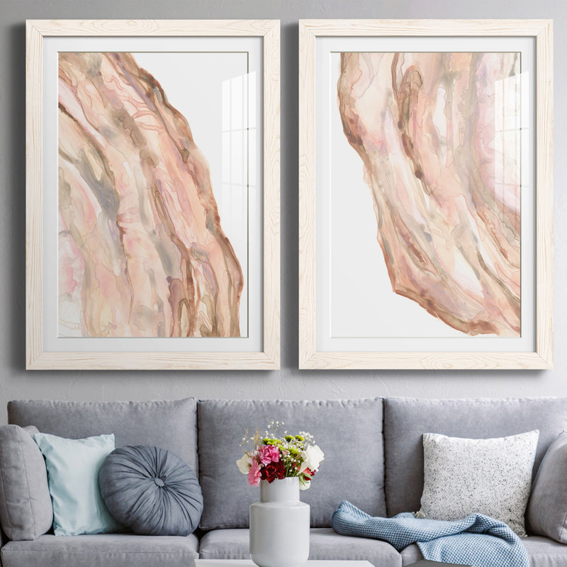Rose Quartz I encadré mat - prêt à accrocher, Cadre blanc, H 24 po x l 20 po x P 1 po