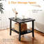 Table d'appoint d'extérieur 19 po carrée en métal noir, table de bout pour terrasse toutes saisons à 2 niveaux