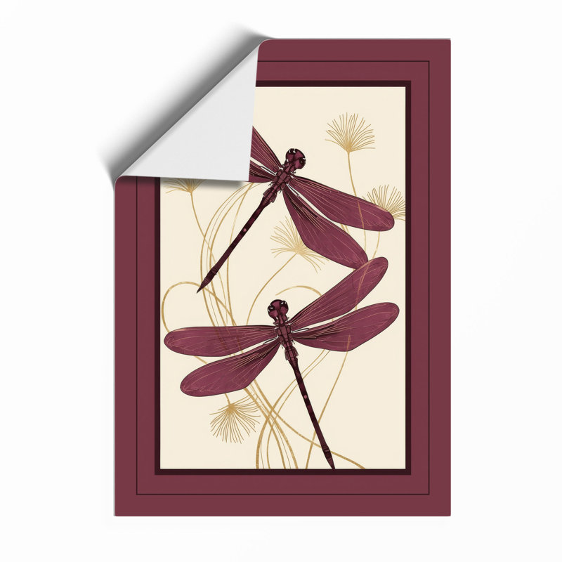 Dragonflies in Motion Botanical - Framed Print, A4 - 29.7 x 21.0 cm, Unframed