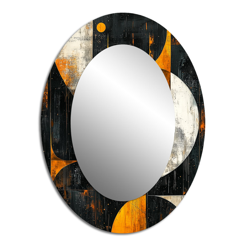 Miroir mural ovale noir et jaune, 40 po x 30 po
