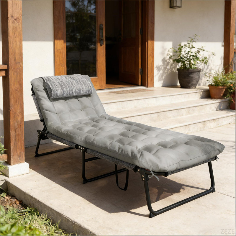 Chaise longue d'extérieur, chaise longue pliante, Gris