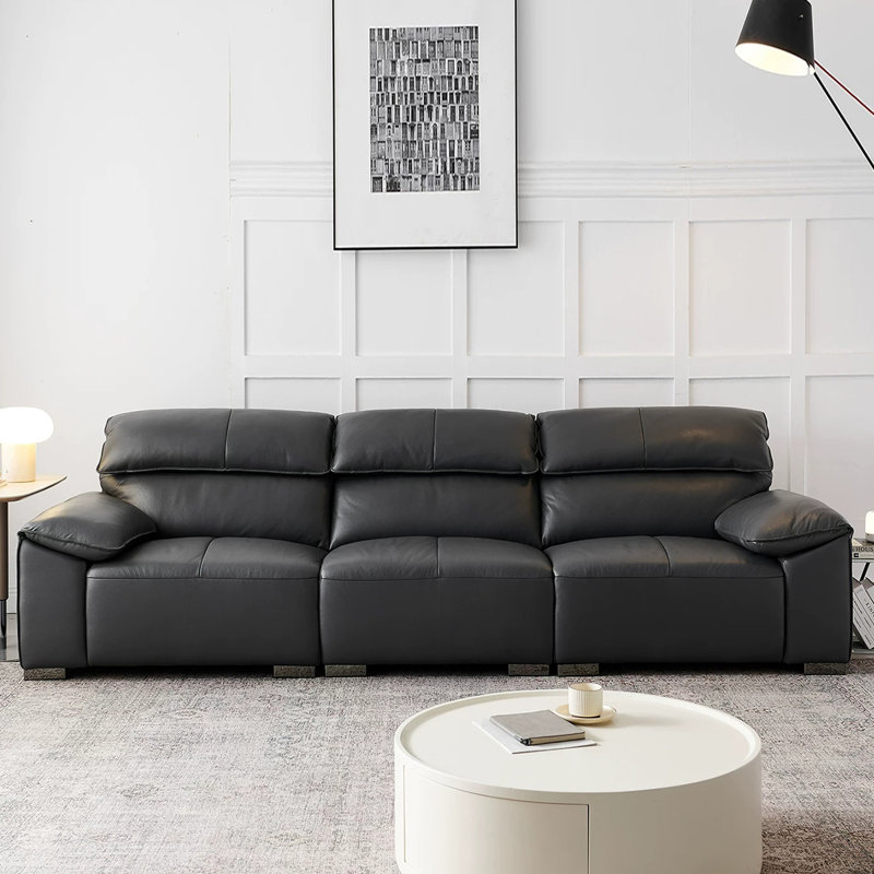 Canapé modulaire noir en similicuir, L 110,24 po