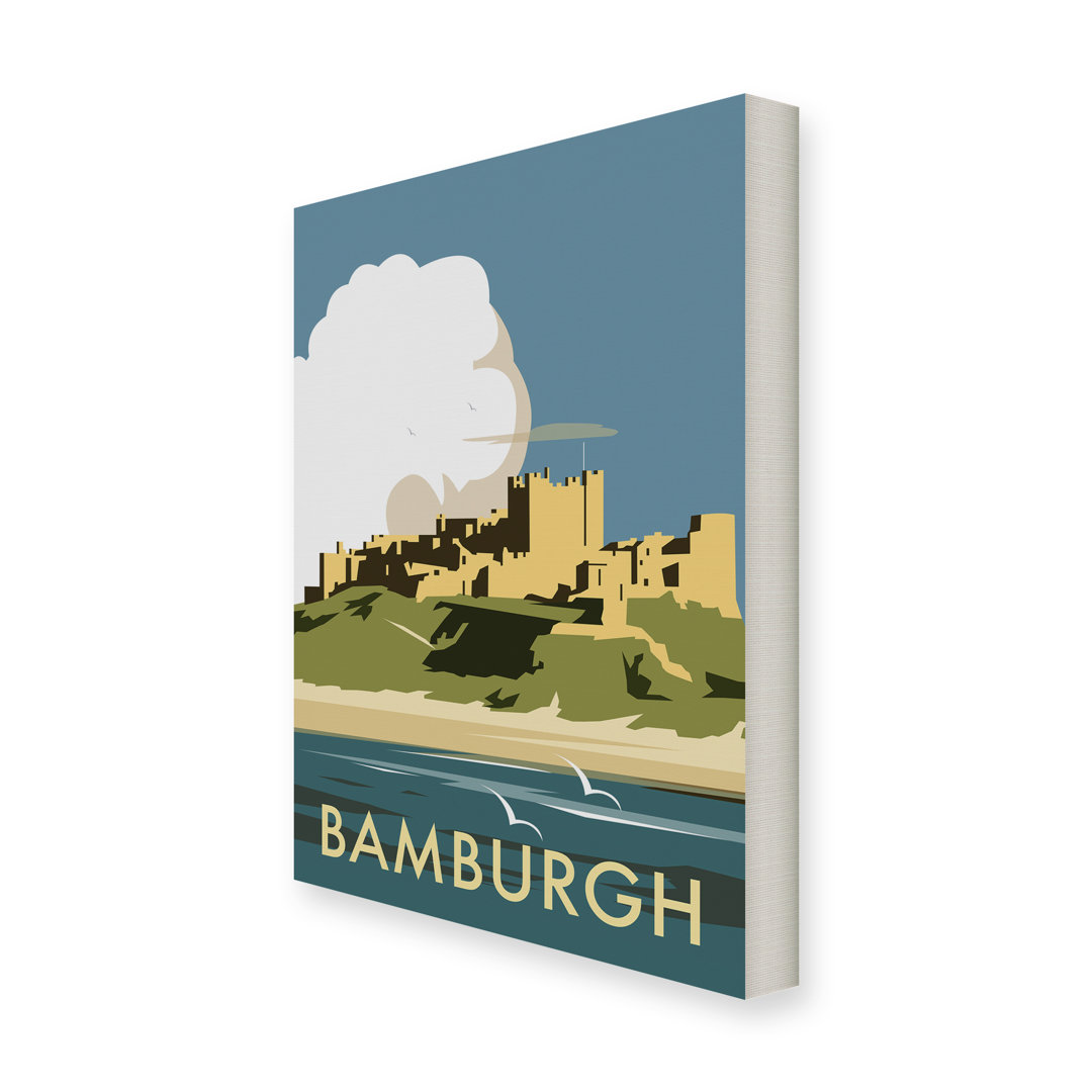Bamburgh Castle by Dave Thompson Vintage Advertisement Wrapped on Canvas