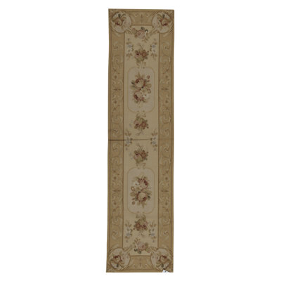 Hand-Knotted High-Quality Beige and Gold Runner