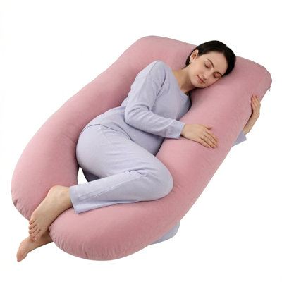  Pregnancy Pillows For Sleeping, Cooling U Shaped Body Pillow, Maternity Pillow For Pregnant With Silky Soft Cover, Pink