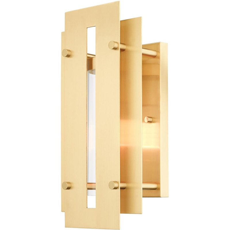 Plafonnier encastré d'extérieur Baynbridge, H 14 po x l 7 po x P 7 po, Laiton satiné