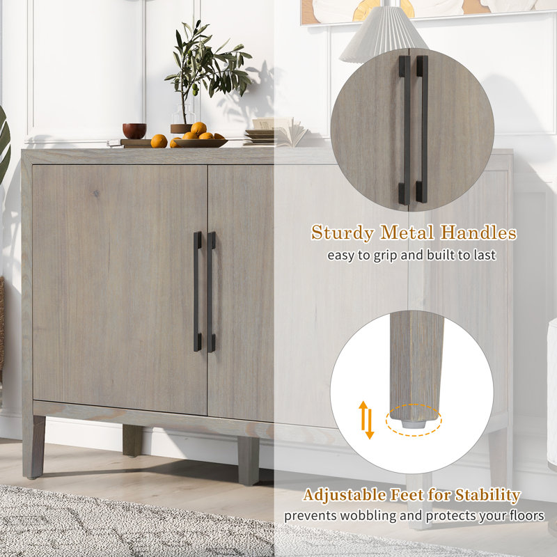 Traditional Accent Chest, 2 - Door Accent Cabinet with Simple Assembly, Natural