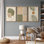 «Mid Century Modern Boho», feuille organique tropicale organique, images chaudes abstraites neutres, impression sur toile encadrée, 3 pièces
