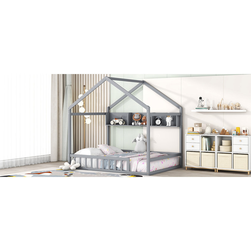 Lit plateforme, Gris, Lit double