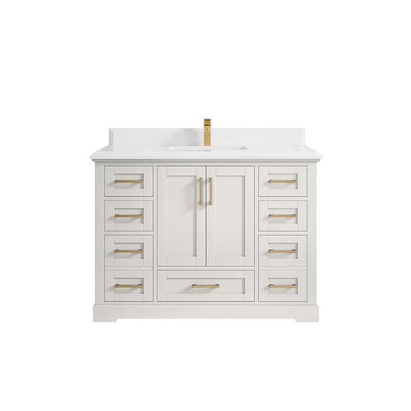 Boston 48 po X P 22 po Meuble-lavabo simple en albâtre, Blanc