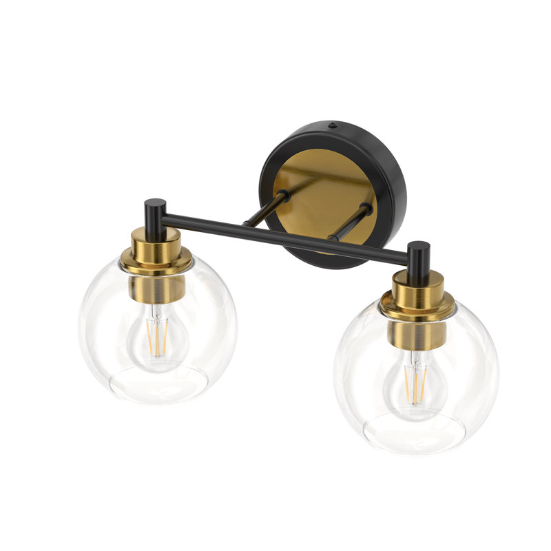 Shelburn Dimmable Vanity Light, Matte Black/Antique Brass, 2