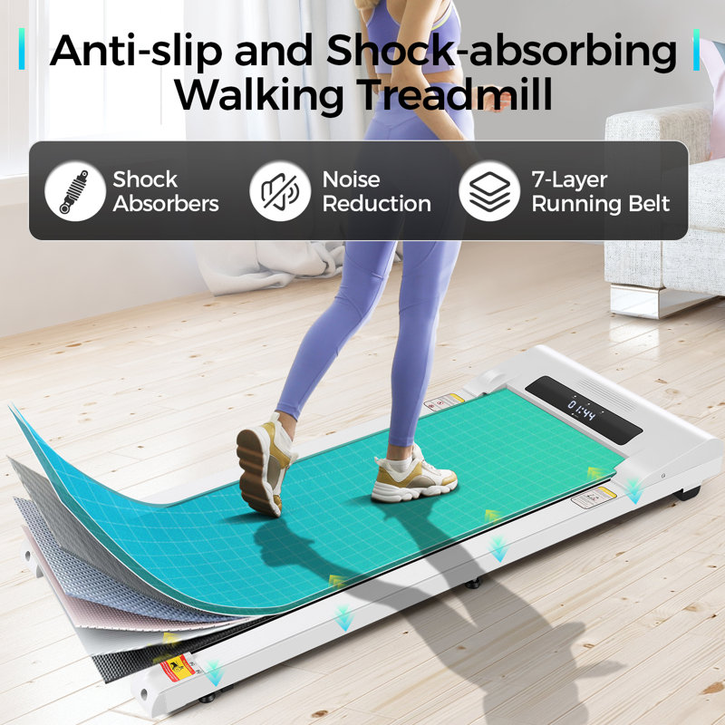 Tapis de marche 2,5 HP pour la maison, tapis de course compact sous la table, White