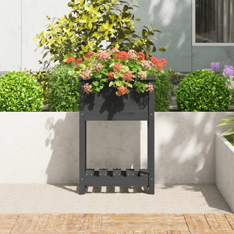 Aalap Wood Raised Garden Bed, 81cm H x 54cm W x 34.5cm D, Grey
