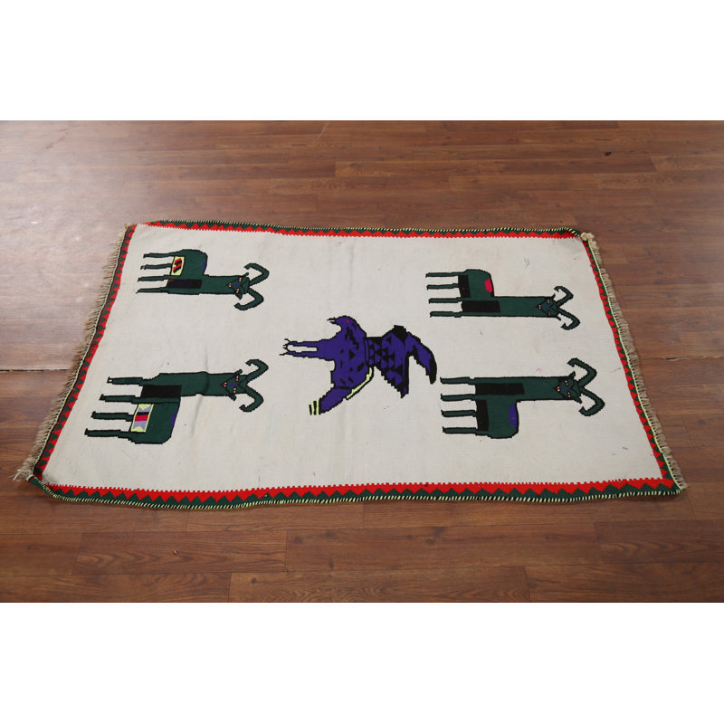 Tapis animaux en laine Kilim 3 x 4