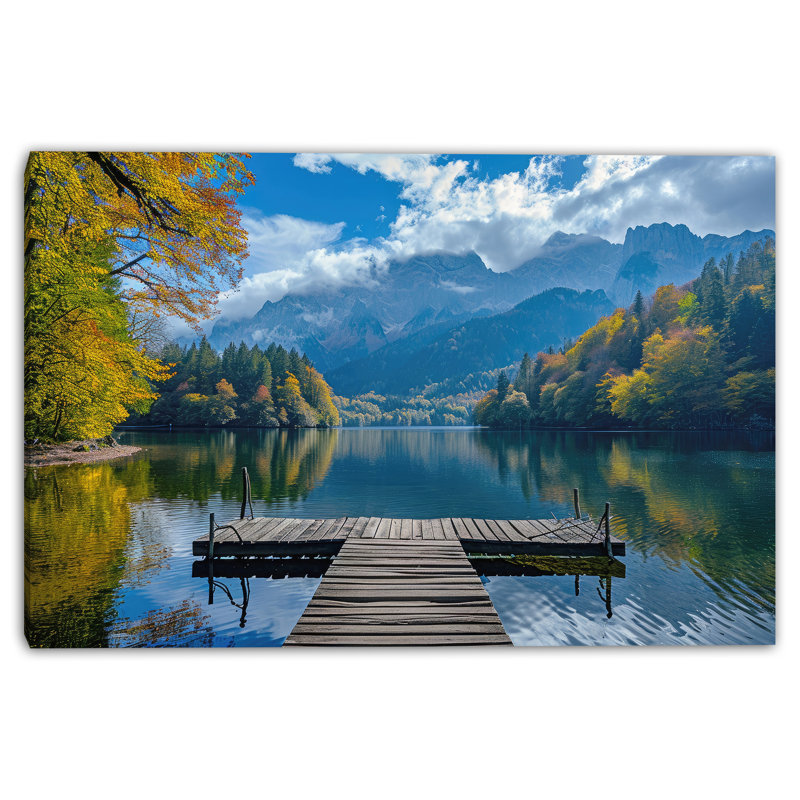 Mountain Lake Pier Wrapped Canvas Wall Art, 12" H x 16" W