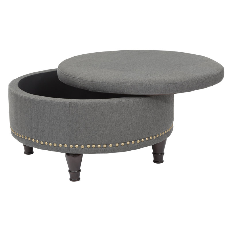 Repose-pieds rond avec rangement 32 po Emiljan, Anthracite