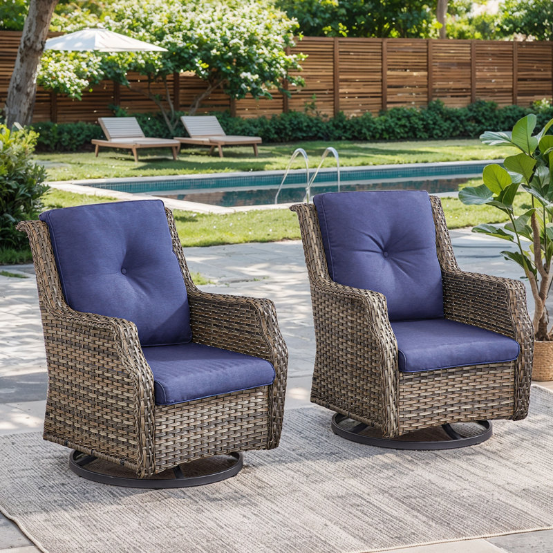 Red Barrel Studio® Wicker Swivel Glider Chair With Pro Olefin Cushions