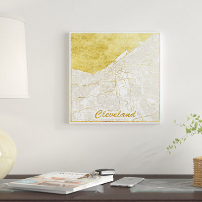 " Cleveland Gold Leaf Urban Blueprint Map " by Hubert Roguski