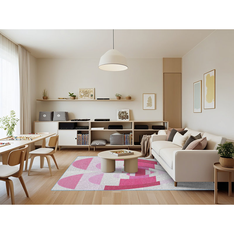Tapis décoratif rose, Rectangle 7 pi x 9 pi