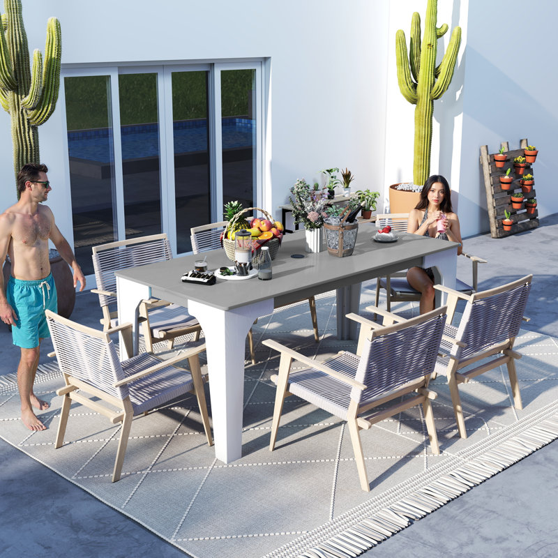 Large 68.8" Rectangular HDPE Outdoor Dining Table, Seats 6-8 People, All-Weather Resistant Terrace Sideboard for Garden Patio Dining Table
