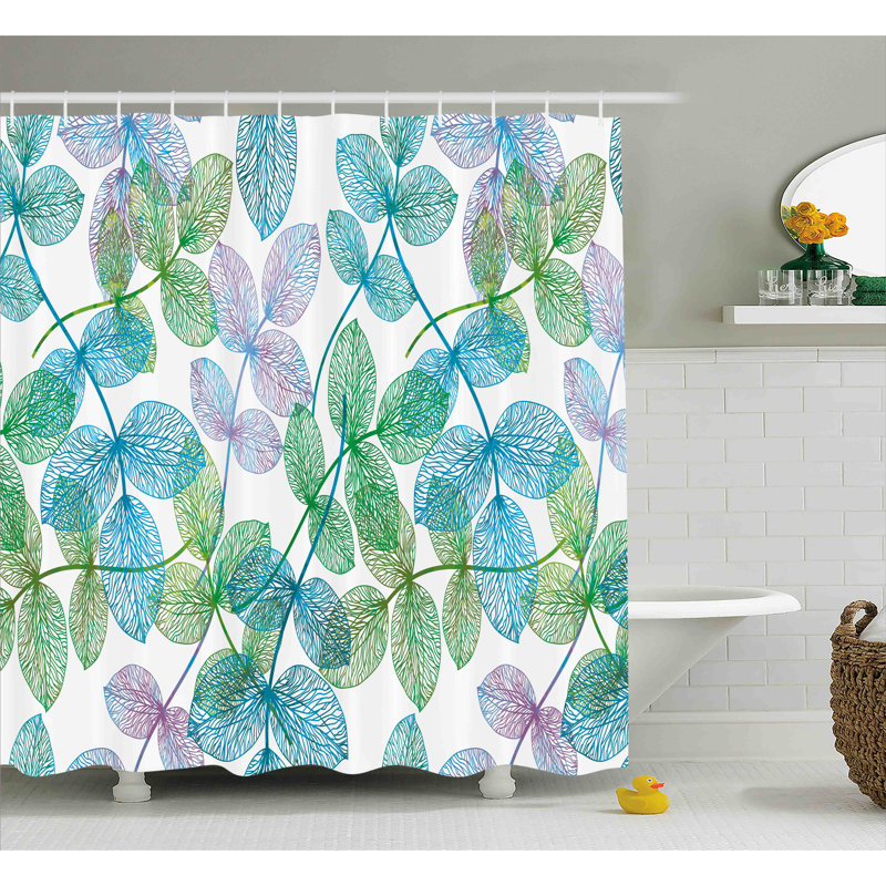  Rideau de douche ombré à fleurs avec crochets Ivy, H 69 po x l 105 po