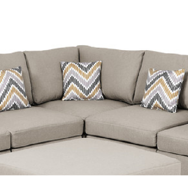 Canapé modulaire réversible en tissu 95,3 po avec repose-pieds et coussins Cecelie