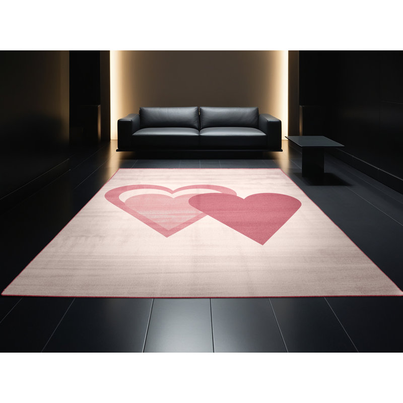 Soft Plush Fabiano Valentines Modern & Contemporary Abstract Area Rug in Gray – Rose Binding, 4x6