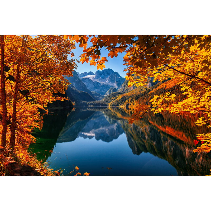 Automne sur le lac Gosau par Rusm, H 20 po x l 30 po