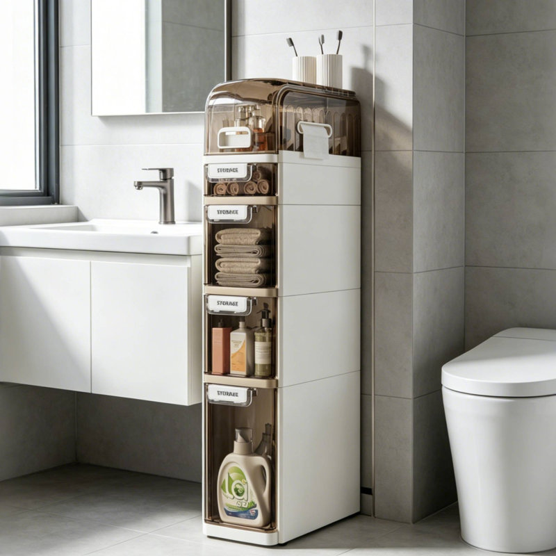 Rangement de salle de bain mince à 5 niveaux avec tiroirs Slim