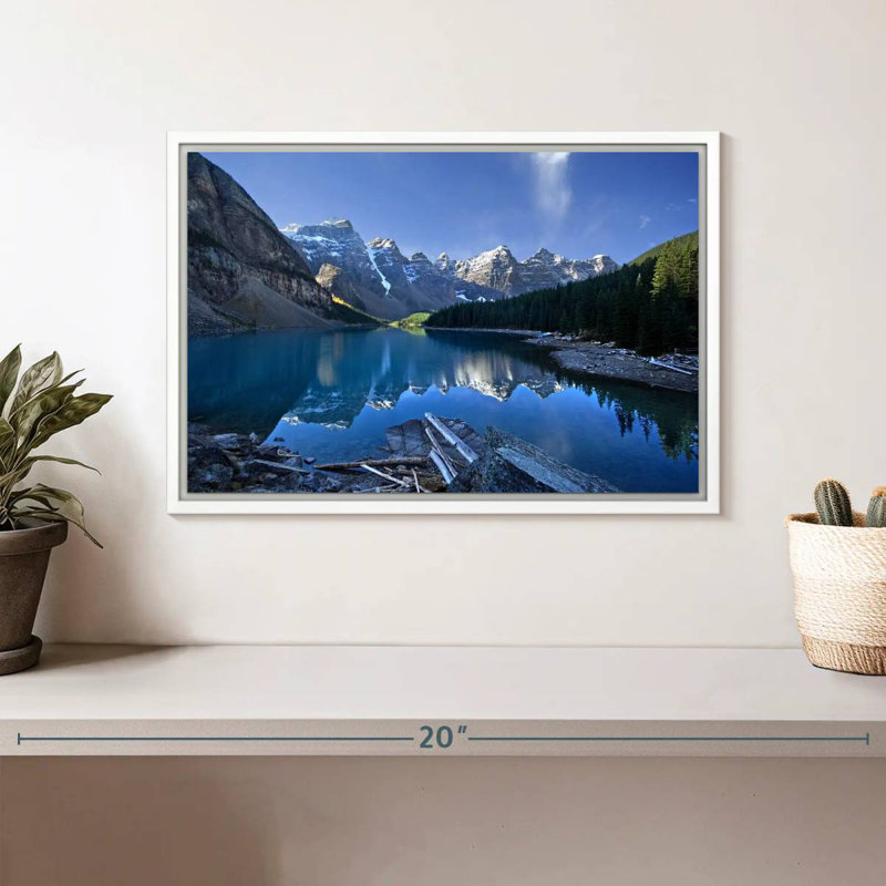 Lac pittoresque de la Moraine, Cadre flottant blanc, 13 po x 9 po